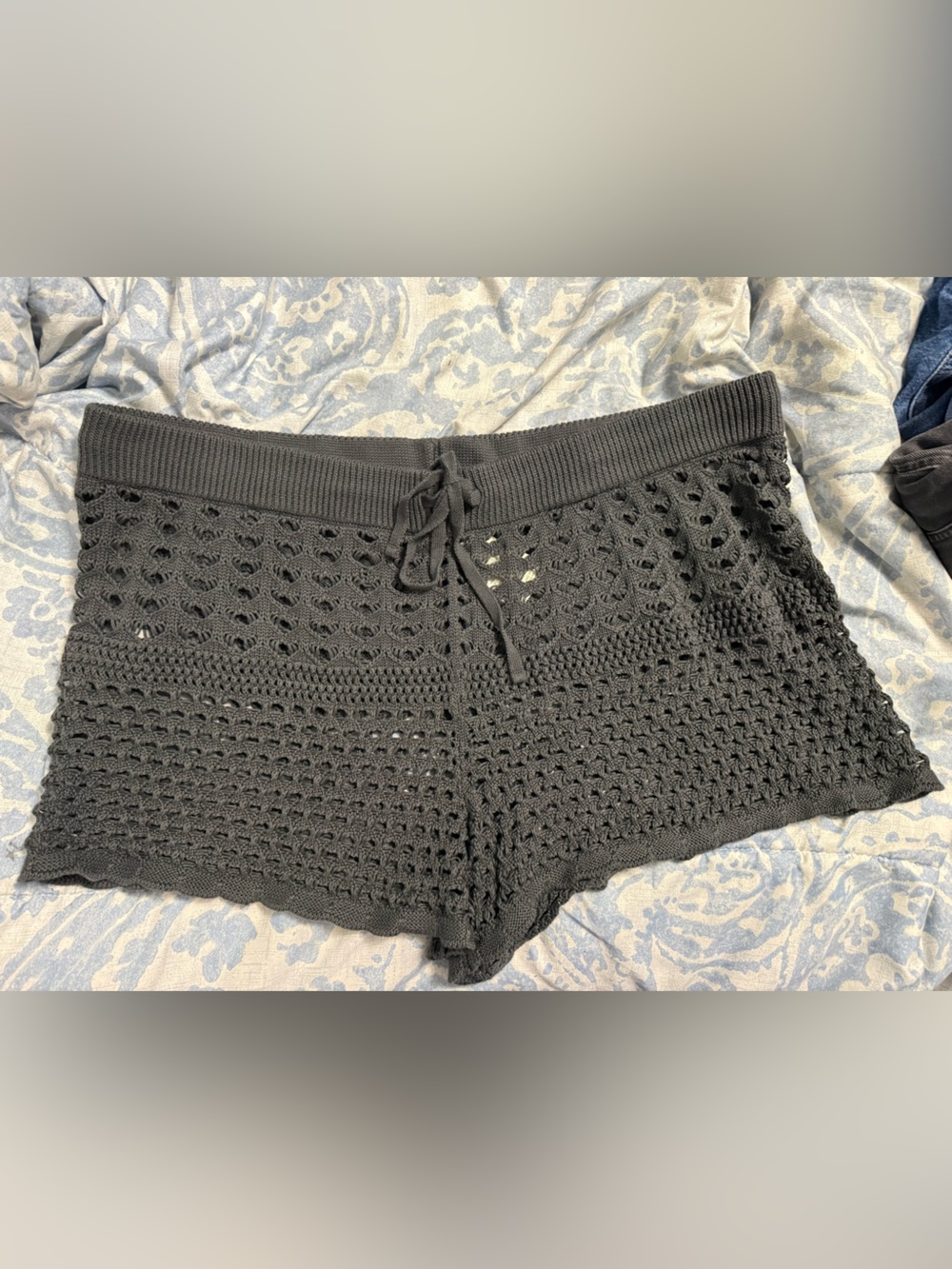 Aerie Black Crochet Cover Up/Lounge Shorts